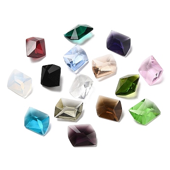Pointed Back Glass Rhinestone Cabochons, Faceted, Polygon, Mixed Color, 17x13x7.5~8mm