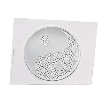 Self Adhesive Brass Stickers, Scrapbooking Stickers, for Epoxy Resin Crafts, Tai Ji, Platinum, 3.45x0.05cm