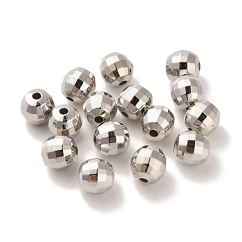 CCB Plastic Beads, Round, Faceted, Platinum, 7.5x7.4mm, Hole: 1.8mm