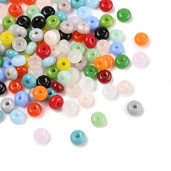 Imitation Jade Glass Seed Beads, Round Hole, Rondelle, Mixed Color, 4~4.5x2~2.5mm, Hole: 1mm, 140pcs/set