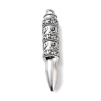 Tibetan Style Alloy Big Pendants, Bullet Charms, Antique Silver, 51x10mm, Hole: 3mm
