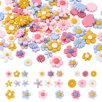 Opaque Resin Cabochons, Flower, Mixed Color, 240pcs/set
