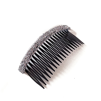 Plastic Hair Combs, with Rhinestone, Crystal, 105mm