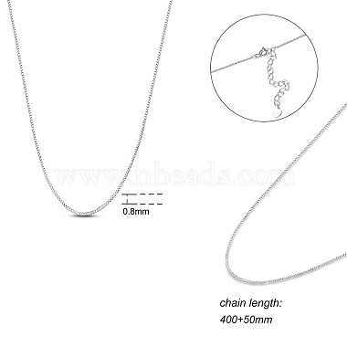 Shegrace rhodié plaqué 925 colliers de chaîne de boîte en argent sterling(JN985A)-2