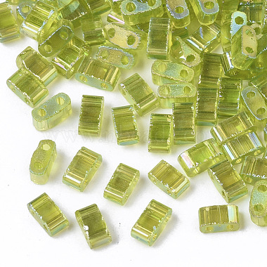 5mm YellowGreen Rectangle Glass Beads