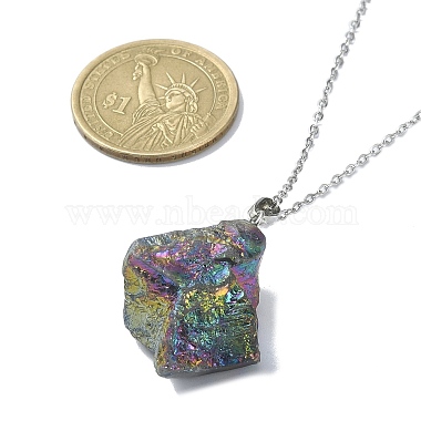 Natural Mixed Gemstone Nugget Pendant Necklace with 304 Stainless Steel Chains(NJEW-JN04385)-4