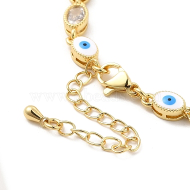 Enamel Evil Eye & Glass Oval Link Chain Bracelet(BJEW-G663-01G-04)-4