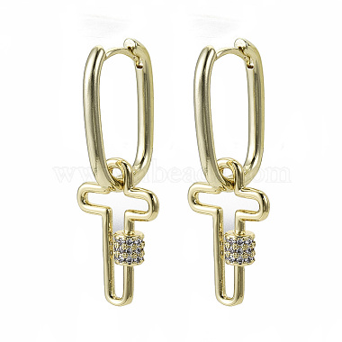Clear Cross Brass Earrings