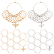 Brass with Alloy Bee & Hexagon Pendant Locking Stitch Markers(HJEW-AB00058)-1