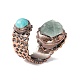 Natural Fluorite & Synthetic Turquoise Open Cuff Ring(RJEW-I082-09R)-4