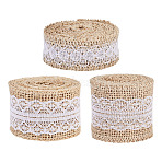 3 Rolls 3 Styles Burlap Ribbon, Christmas and Wedding Craft Lace Decorations, Tan, 1 inch(25mm)/1-1/2 inch(38mm)/2 inch(50mm), about 2.19 Yards(2m)/roll, 1roll/style(OCOR-TA0003-89)