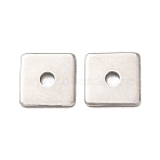 304 Stainless Steel Geometric Spacer Beads, Stainless Steel Color, Tarnish Free, Square, 6x6x0.8mm, Hole: 1.4mm(STAS-F362-04B-P02)