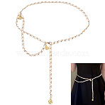 1Pc PU Leather Chain Belts for Women, with Alloy Flower Charms, Golden, White, 1035mm(AJEW-CL0005-50B)