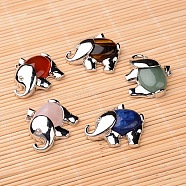 Natural & Synthetic Gemstone Pendants, with Platinum Tone Brass Findings, Elephant, 29x38x10mm, Hole: 5x3.5mm(G-F265-02)