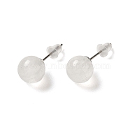 Natural Quartz Crystal Stud Earrings, with Alloy Pins, Round, 20.5x8mm(X-G-B075-02P-03)