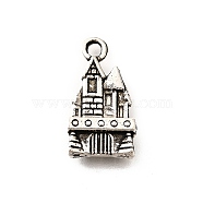 Tibetan Style Alloy Pendants, Cadmium Free & Lead Free, Castle Charms, Antique Silver, 20.5x11.5x4.5mm, Hole: 2mm, about 470pcs/1000g(TIBE-L008-55AS)