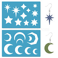 Acrylic Earring Handwork Template, Card Leather Cutting Stencils, Deep Sky Blue, Moon, 130x90x2mm, 2pcs/set(DIY-WH0359-057)