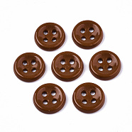 4-Hole Handmade Lampwork Sewing Buttons, Flat Round, Saddle Brown, 11.5x2.5mm, Hole: 1.2mm(BUTT-T010-01B)