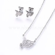 304 Stainless Steel Jewelry Sets, Stud Earrings and Pendant Necklaces, Eagle, Stainless Steel Color, Necklace: 18.9 inch(48cm), Stud Earrings: 8.5x9x1.2mm, Pin: 0.8mm(SJEW-O090-26P)