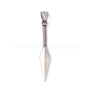 304 Stainless Steel Pendants, Darts, Antique Silver, 54x9x4mm, Hole: 8x4mm(STAS-E158-24AS)