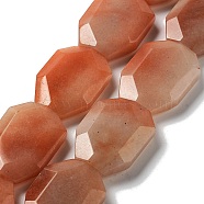 Natural Red Aventurine Beads Strands, Faceted, Octagon, 30.5x22.5x7mm, Hole: 1.2mm, about 13pcs/strand, 15.75''(40cm)(G-M429-A01-01)