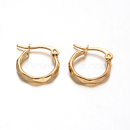 Ion Plating(IP) 304 Stainless Steel Hoop Earrings, Hypoallergenic Earrings, Real 18K Gold Plated, 16x15.5x2mm, Pin: 0.6x1mm(EJEW-D195-G)