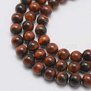 Natural Gemstone Round Bead Strands, Dyed & Heated, Tiger Eye, 6mm, Hole: 1mm, about 68pcs/strand, 15.7 inch(G-J302-09-6mm)