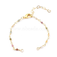 Natural Tourmaline Handmade Beaded Chains Bracelet Making, with Loop and Brass Lobster Claw Clasps, 6-1/8 inch(15.5cm)(AJEW-JB00907-02)