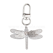 Brass Pendant Decorations, with Alloy Swivel Clasps, Platinum, Dragonfly, 69mm(HJEW-JM01761-04)