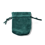 Velvet Storage Bags, Drawstring Pouches Packaging Bag, Oval, Dark Cyan, 9x7cm(ABAG-H112-01A-03)