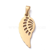 304 Stainless Steel Pendants, Leaf, Golden, 24x11x1.5mm, Hole: 6x2.5mm(STAS-I127-071G)