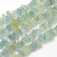 Rough Raw Natural Aquamarine Beads Strands, Nuggets, 3~6x7~14mm, Hole: 0.5mm, 15.7 inch(39.9cm)(G-K202-33B)