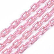 Acrylic Opaque Cable Chains, AB Color, Oval, Pearl Pink, 13x8x2mm, 19.68 inch(50cm)/strand(PACR-N009-002G)