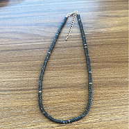 Natural Black Agate Heishi Graduated Beaded Necklaces(JO0051-11)