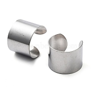 304 Stainless Steel Cuff Rings, Open Finger Rings, Wide Band Rings, Stainless Steel Color, 15mm, Inner Diameter: 18mm(STAS-M333-04C-P)