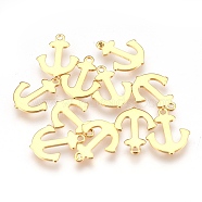 304 Stainless Steel Pendants, Anchor, Golden, 16x13x1mm, Hole: 1.2mm(STAS-G176-41G)
