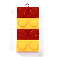 Resin Pendants, with Platinum Iron Loop, Toy Bricks, FireBrick, 36x15.5x8mm, Hole: 2.6mm(RESI-E017-C17)