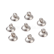 304 Stainless Steel Bead Cap Pendant Bails, for Globe Glass Bubble Cover Pendants, Stainless Steel Color, 8mm, Hole: 1.8mm(STAS-G224-24P-10)