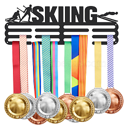 Fashion Iron Medal Hanger Holder Display Wall Rack, with Screws, 3 Line, Word Skiing, Sports Themed Pattern, 150x400mm(ODIS-WH0021-191)