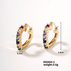 Heart-shaped Diamond Inlaid Hoop Earrings, Simple European and American Style, Golden, Colorful, 20x3mm(XW0736-3)