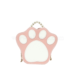 DIY Imitation Leather Paw Print Shape Crossbody Lady Bag Making Kits, Handmade Shoulder Bags Sets for Beginners, Pink, Finish Product: 20.5x33.5x8.5cm(PW-WG14009-02)