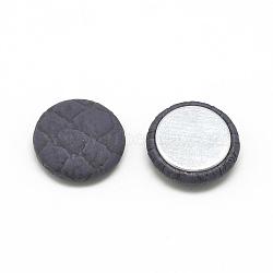 Imitation Leather Covered Cabochons, with Aluminum Bottom, Flat Round, Midnight Blue, 17.5~18x5mm(WOVE-S084-04A)