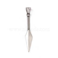 304 Stainless Steel Pendants, Darts, Antique Silver, 54x9x4mm, Hole: 8x4mm(STAS-E158-24AS)