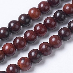 Natural Burmese Rosewood Beads Strands, Round, Coconut Brown, 10mm, Hole: 1mm, about 38pcs/strand, 15.5 inch(39.5cm)(WOOD-J001-03-10mm)