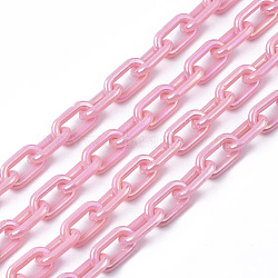 Acrylic Opaque Cable Chains, AB Color, Oval, Pearl Pink, 13x8x2mm, 19.68 inch(50cm)/strand(PACR-N009-002G)