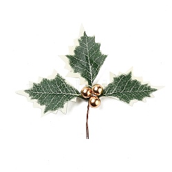 Plastic Artificial Christmas Leaf, with Iron Beads, for Christmas Decoration, Moccasin, 115~135x150x13mm(FIND-G083-01A)