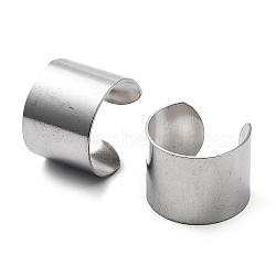 Non-Tarnish 304 Stainless Steel Cuff Rings, Open Finger Rings, Wide Band Rings, Stainless Steel Color, 15mm, Inner Diameter: 18mm(STAS-M333-04C-P)