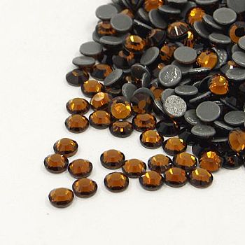Glass Hotfix Rhinestone, Grade AA, Flat Back & Faceted, Half Round, Smoked Topaz, SS10, 2.7~2.8mm, about 1440pcs/bag
