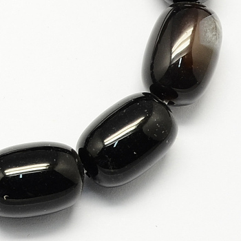 Barrel Shaped Gemstone Dyed Natural Black Agate Stone Beads Strands, Black, 15x10mm, Hole: 1mm, about 25pcs/strand, 15.7 inch