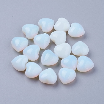 Opalite Heart Love Stones, Pocket Palm Stones for Reiki Balancing, 15~15.5x15x10mm